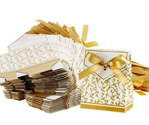 100tlg Gäste Kartonage Hochzeit Party Geschenkbox Tischkarten Box Gold