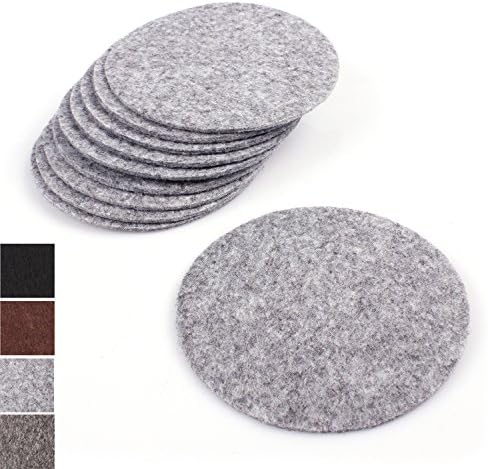 Luxflair Set of 10 Felt Glass Coasters, Modern Colours, Diameter 10cm Round, Coasters for Glasses and Cups for Your Table, Washable, Grey