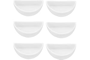 ECSiNG 6 Stück Einsiedlerkrebs-Mini-Keramikschale 4,21 X 2 X 1,05 cm Halbkreisförmige Futterschale für Reptilien Spinnen Einsiedlerkrebse Vogelspinne Tausendfüßler Weiß