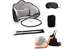 XEMZ Hammock for Neck, Portable Cervical Traction Neck Shoulder Muscles, Memory Foam Neck Relax Massager with Eye Mask, for Office Worker Teacher Driver (light grey)