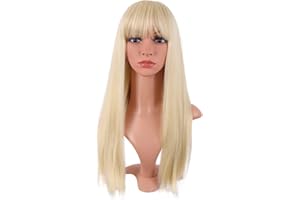 MapofBeauty 24 Inch/60 cm Long Straight Synthetic Hair Heat Resistant Party Cosplay Wig (Mixed Blonde)