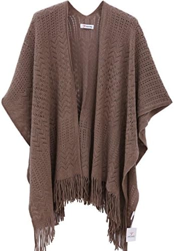 soul youngKnit Shawl Wrap for Women Ladies Fringe Knitted Poncho Cardigan Cape