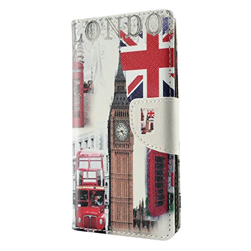 Lenovo K6 Leder Hülle, Fraelc® Lenovo K6 Ledertasche Flip Case Silikon TPU Leder Cover im Bookstyle Handyhülle mit Kartenfach und Standfunktion Schutzhülle für Lenovo K6 London Big Ben Muster Handytasche - 4