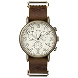 Timex Herren-Armbanduhr 40mm Armband Leder Gehäuse Messing Quarz TW2P85300