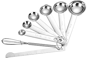 KXUSW Cucharas Medidoras Juego de 8 Piezas-Cuchara Medidora-Cuchara Medidora Gramos-Cuchara Desgrasadora-Cucharas Medidoras de Cocina-para Medir Ingredientes Secos y Líquidos
