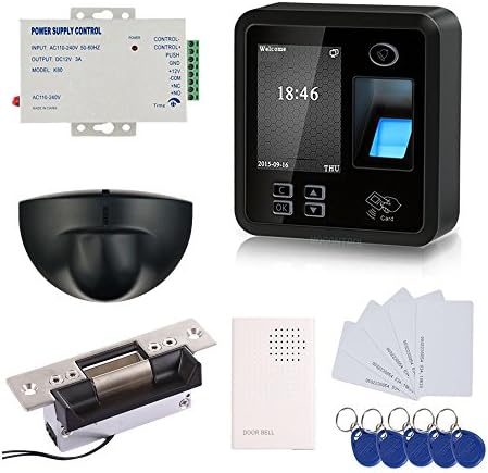 Small Size Bio Fingerprint Access Control System Kit with ANSI Strike Lock &amp; 110V Power Unit Exit Motion Sensor