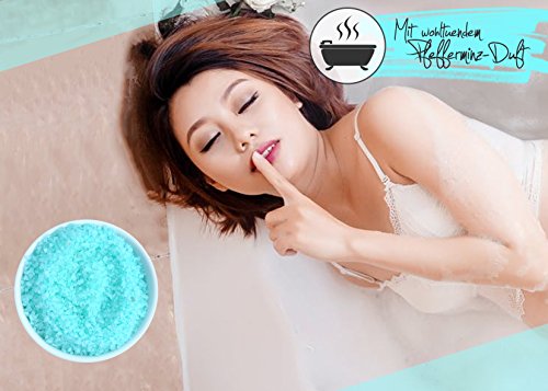 CareElite Totes Meer Badesalz Geschenkset 600 g Totes Meersalz als natürlicher Badezusatz im wiederverwendbaren Einmach-Glas 100% plastikfrei mit wohltuendem Pfefferminz-Duft fürs Bad - 7