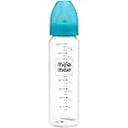 Mee Mee Premium Glass Feeding Bottle with Eazy-Flow Technology, Anti-Colic Valve,Anti Slip,BPA-Free Baby Feeding Bottle for Babies & Toddlers(Blue, 240Ml)