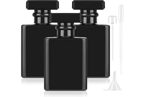 AILUYA 3 stycken svart parfymflaska, tom, 50 ml glas parfymflaskor för fyllning, fyrkantig parfymsprejare, bärbar parfymspray med parfymdispenser för resor, arbete, möten