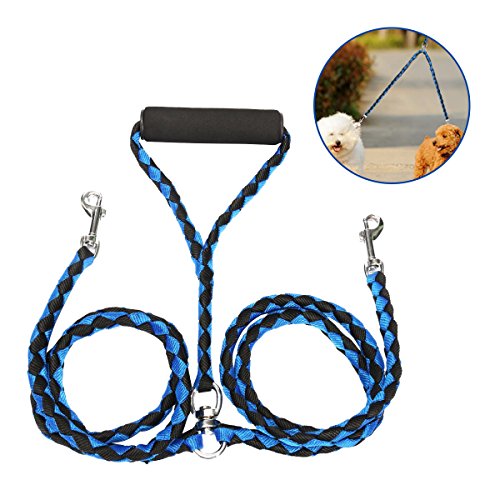 Dog-Leash-2-Dogs-Focuspet-Double-Dog-Leash-46-Foot-2-Way-No-Tangle-Coupler-Double-Pet-Dog-Lead-Leash-Twin-Large-Medium-Small-Dogs-Blue-and-Black