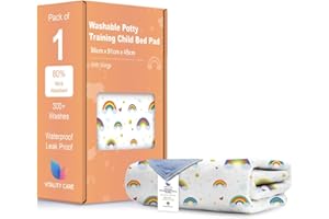 VITALITY CARE Washable Potty Training Bed Pads - Non-Slip Bed Wetting Sheets for Single & Toddler Beds, Easy to Change at Night, Includes Fits Single, Toddler & Cot Beds - Rainbow Design