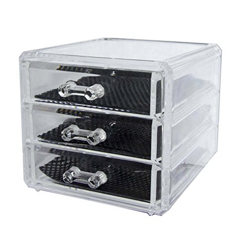 Feibrand Organizer mit 3 Klein Schubladen für Kosmetik Makeup und Büromaterialien