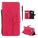 Produktbild Hülle für Huawei P10 Lite Hülle Leder Flip Case, Schutzhülle Ledertasche mit Standfunktion Kredit Kartenfach Baum Schmetterling Katze Muster Handy Hüllen Magnetisch Bookstyle Brieftasche, Hancda Hülle Leder Schale Wallet Cover Dünn Geldbörse Taschen Stoßfest Etui Handytasche für Huawei P10 Lite - Baum Rose Rot