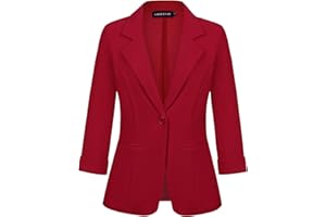 MINTLIMIT Womens Blazer Suit One Button Jacket Blazers 3/4 Sleeve Notched Lapel Workwear Elegant Classic Lapel Suit Double Welted Pockets
