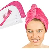 Toalla Turbante de Microfibra para el Pelo (2 Pack) y Peine Desenredador de Dientes Anchos, Retorcido Rápido para el Cabello mojado - Ideal para Regalo