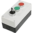 KAMSTEALTH Momentary Action NO NC Contact Push Button Station (3 Way Red NC, Green NO & Rotary Switch)
