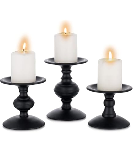 4 Pièces Porte Bougie Métal Noir Support Bougie Chandelier