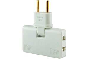 BADGE-LAW Regleta-Ladrón Enchufe Plano de 3 Tomas con Cabezal Giratorio - Diseño de Ladrón Extraplano Ideal para Espacios Reducidos - Adaptador Americano y Europeo - 250V y 10A (1)