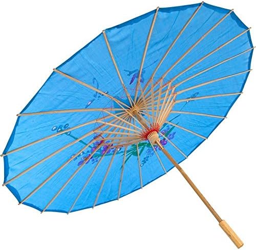 Himolla Parasols Natural Paper Fabric Bamboo Umbrella Oil Paper Solid Color Dance Technique Umbrella (Sky blue)