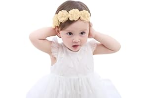 Fmeida Bandeau Bébé Fille Fleur, Mousseline de Soie, Fleuri Extensible Bandeau Cheveux Accessoires pour Nouveau-né