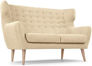 Menzzo l432 Contemporain Depalma Canap&eacute; Scandinave 2 Places Bois/Tissu Beige 90 x 163 x 105 cm
