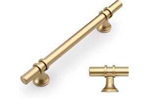 Amerdeco 10 Stück Möbelgriffe Gold, 128mm Lochabstand, Schrankgriffe, Küchengriffe, Schubladengriffe für Küchenschränke und Kleiderschränke UK0002