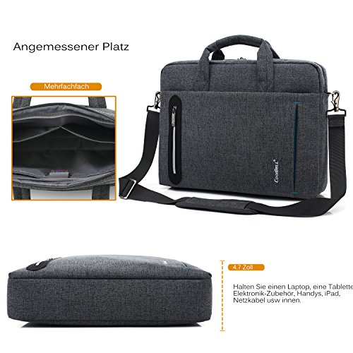 CoolBELL 15,6 Zoll Laptop Tasche mit Riemen mehrfachfach Messenger Bag Nylon Aktentasche für Männer / Damen,Grau - 5