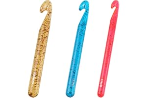 Canollo Häkelnadel 12 mm 15 mm 18mm, 3 Farbe Häkelnadeln Set, 3 Stück Groß Crochet Hook, Ergonomische Chunky Häkelnadel für Anfänger, Transparente Häkeln zum Dicke Wolle, Teppiche, Bulky Garn Project
