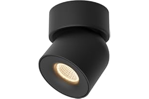 A AISILAN Aisilan Black Spotlight Adjustable Ceiling Spotlight 7W 3000K Warm White LED Spot Lights Rotatable Single Spotlights for Living Room, Bedroom, Kitchen, Corridor, Lounge