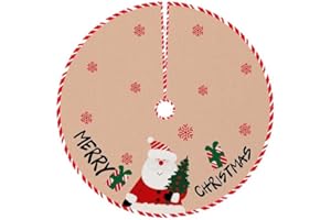 Hianjoo Falda de árbol de Navidad, 120cm / 47 Inch Tela navideña para Base de árbol Cubre Pie Alfombra para Navidad Fiesta de año Nuevo Vacaciones en Casa Decoración (Caqui Santa Claus, 120cm)