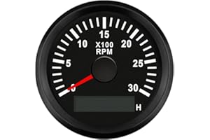 ELING Tachymètre 52 mm 3000 tr/min jauge avec rétroéclairage rouge 12 V 24 Volts pour tracteurs pelle marine