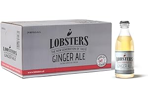 ‎LOBSTERS THE NEW GENERATION OF TASTE Lobsters - Ginger Ale - 24 x 0,2l - Spicy and Fresh - Mit 100% natürlichen Zutaten, Made in Austria, Zuckerreduziert & ohne Farbstoffe, Für Cocktail mix, Ginger Shot