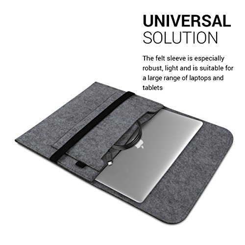 kwmobile Laptoptasche Filz Sleeve für 11″ 11,6″ Laptop / Tablet – Notebook Tasche Schutzhülle Laptop Case Hülle in Grau mit Innentaschen Innenmaße: ca. 31,5 x 25 cm - 3