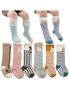 VWU Baby Stulpen Unisex Mädchen Jungen Kniestrümpfe Tier Lang Knie Socken Anti Rutsch Sohle Tier Schlauch Baumwolle...