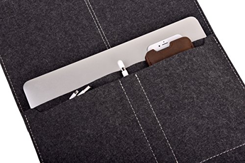 ALMWILD Apple Macbook Pro 13 H  lle  Tasche  Touch Bar  Touch ID   Macbook 12  Mod 2017   Aus echtem Rinds- Leder und 100  Woll- Filz  Case in Schiefe