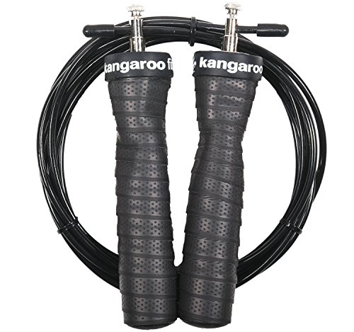 ⭐ Kangaroo Fitness ⭐ - Speed Rope Springseil von höchster Qualität - langlebige Bauweise & ergonomische Anti-Rutsch Handgriffe sowie Bonus Trainingsplan & extra Seil