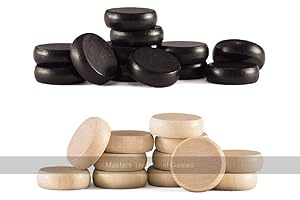 Masters Traditional Games Set of Crokinole disks (12 Black, 12 Natural Wood Plus 2 spares)