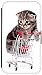 Produktbild Kuna Flip Cover Design K467 Katze in Einkaufswagen für Samsung Galaxy S3 Mini i8190 / i8200 / i8200N Hülle aus Kunst-Leder Handy Tasche Etui mit Kreditkartenfächern Schutzhülle Case Wallet Buchflip Rückseite Schwarz Vorderseite Bedruckt (K467)