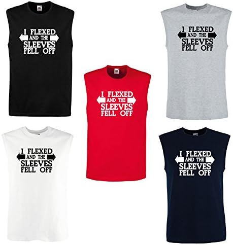 I Flexed and The Sleeves Fell Off Flex Funny t-Shirt Joke Lift Gym Muscles Tank Tops- 5 Colours
