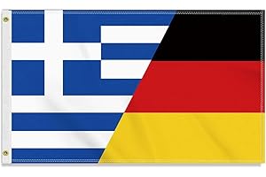 PETITE PINE Große 90×150 CM Deutschland Griechenland Flagge, großes 150D Deutsch Griechenlands Freundschafts banner,Strapazierfähige Deutschlandfahne Doube-Seitendruck Dekor Messingösen large Greece