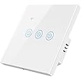 iMiNi Tuya Smart Wifi Touch Light Wall Switch 170-240V with Alexa Google Home (3 Gang, White)