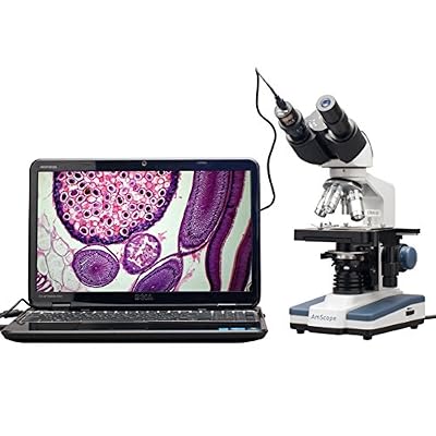 amscope b120 C-e1 40 x -2500 x numérique LED Jumelles composé Microscope w 3D Scène + Appareil photo 1,3 MP USB
