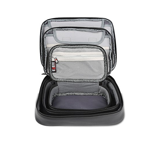 BUBM Mehrfachfunktion Kabelorganiser Tasche Reisetasche mit Doppelschichten für Elektronische Zubehöre wie Netzteil, Maus und USB Stricks (3pcs, Schwarz-PU) - 7