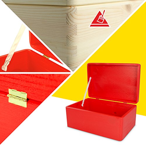 Universal Holzkiste mit Deckel für Aufbewahrung – Kiefer Rot Lackiert – ca. 30 x 20 x 14 cm – FSC zertifiziert – Venkon - 4