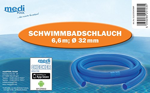 6,60m Schwimmbadschlauch 32mm (5/4") blauer Schlauch für Schwimmbad Schwimmbecken Pool Gartenpool Poolschlauch