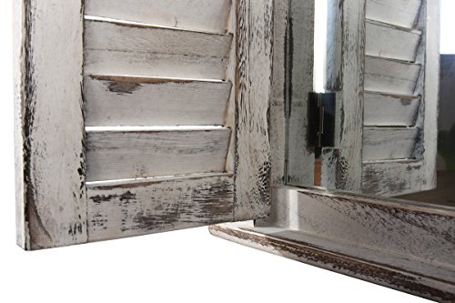 Wandspiegel Spiegelfenster mit Fensterläden 53x42x5cm ~ weiß shabby - 5