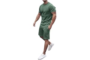 XINYUNZU Trainingsanzug Herren Jogginganzug Kurzarm Sportanzug Freizeitanzug 2 Teiler Casual Outfit Sommer Shorts und Tshirt Tracksuit Sport Set Hausanzug Männer Kurze Hosen + T Shirt Set