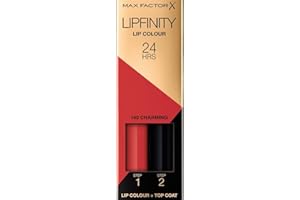 ‎MAX FACTOR Max Factor Lipfinity Lip Colour Charming 140 – Kussechter Lippenstift mit 24h Halt ohne auszutrocknen, mit intensiver Farbabgabe, präzisem Applikator & intensiv pflegendem Gloss-Top Coat