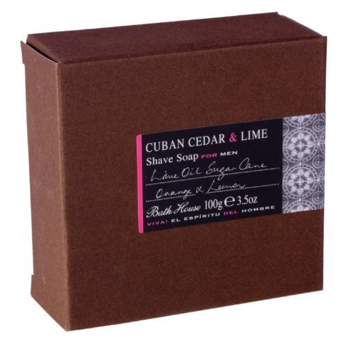 Bath House Cuban Cedar & Lime Shaving Soap in Wooden Bowl - 100g