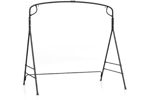RELAX4LIFE 2-Seater Swing Frame, Outdoor A-Shaped Swing Stand with Reinforced 2-Ring Design & Double Crossbars, Metal Hanging Seat Stand for Backyard Patio Garden (170 x 118 x 165 cm)